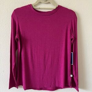NWT Addison Bay Everyday Long Sleeve Shirt Top in Heather Berry SZ XS